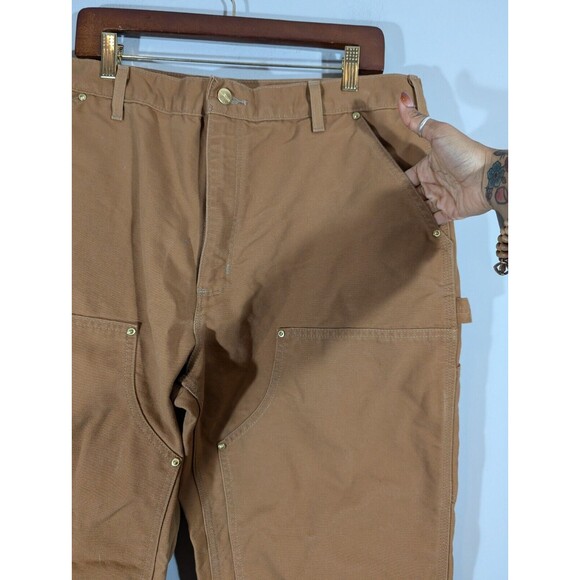 Carhartt Pants Men 38 Brown Loose Original Fit Barn Workwear B01-BRN Double Knee - Picture 6 of 11